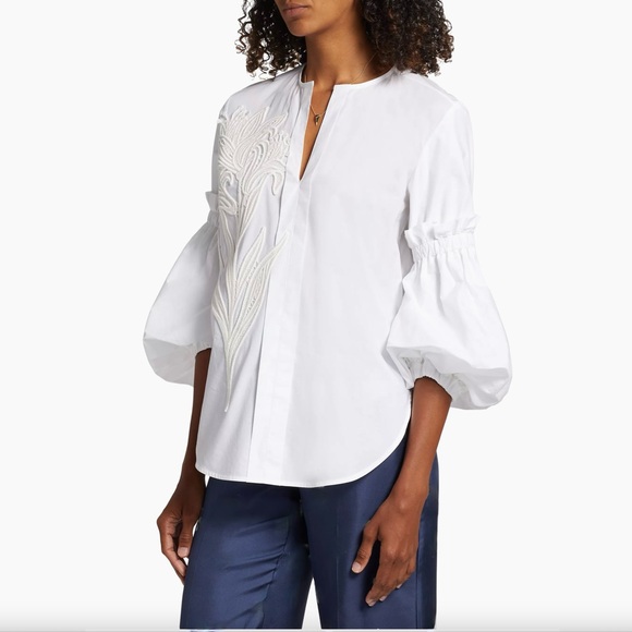 Silvia Tcherassi White Cotton Embroidered Wenda  Blouse Top Sz S  NEW - Picture 3 of 15